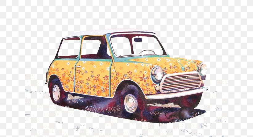 MINI Cooper Car Watercolor Painting Innocenti Mini, PNG, 658x445px, Mini Cooper, Advertising, Automotive Design, Automotive Exterior, Brand Download Free
