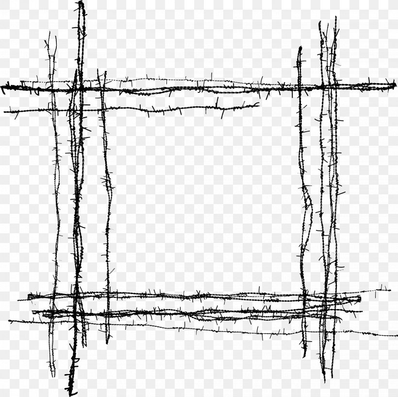 Barbed Wire Fence, PNG, 2684x2675px, Barbed Wire, Area, Barbed Tape, Black And White, Branch Download Free