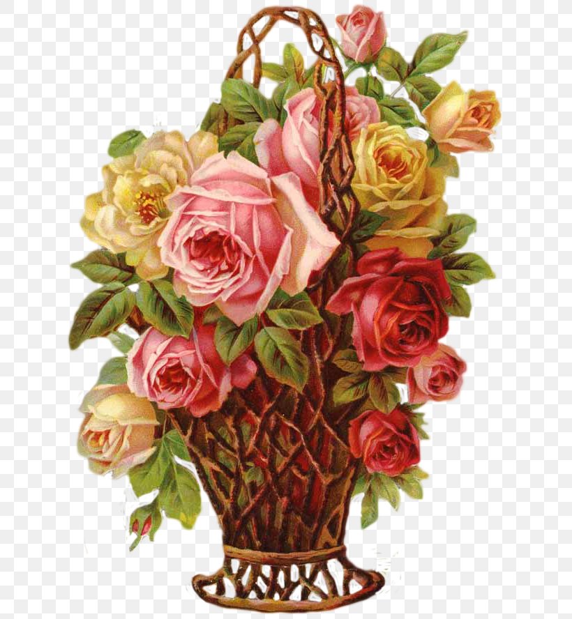 Garden Roses Cabbage Rose Floral Design Flower Bouquet Bokmärke, PNG, 631x888px, Garden Roses, Artificial Flower, Basket, Blume, Cabbage Rose Download Free