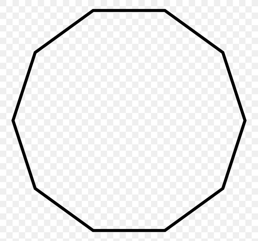 Decagon Regular Polygon Geometry Two-dimensional Space, PNG, 768x768px, Decagon, Area, Black, Black And White, Dodecagon Download Free