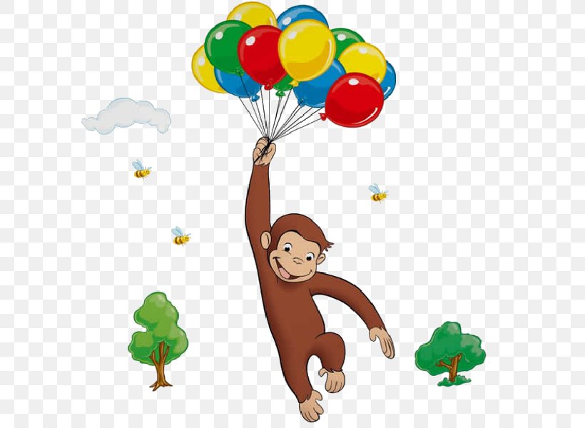 Wall Decal Sticker Curious George, PNG, 600x600px, Wall Decal, Accent Wall, Area, Baby Toys, Balloon Download Free