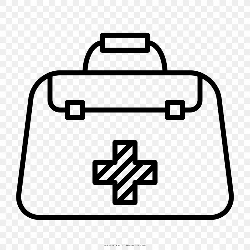 Drawing Bag Black And White Physician Coloring Book, PNG, 1000x1000px