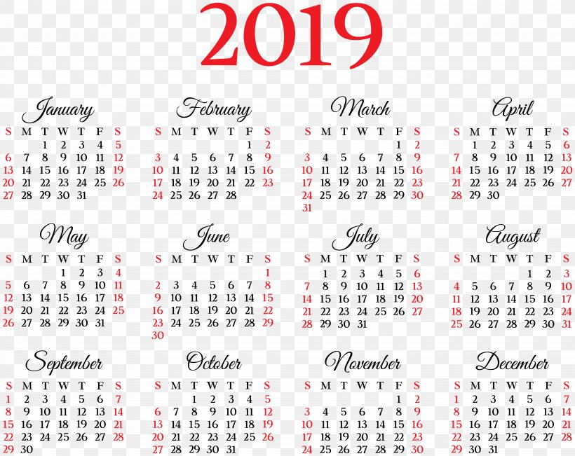 Vector Graphics Calendar Image (Week Starts Sunday), PNG, 8000x6352px, 2018, Calendar, Month, New Year, Royaltyfree Download Free