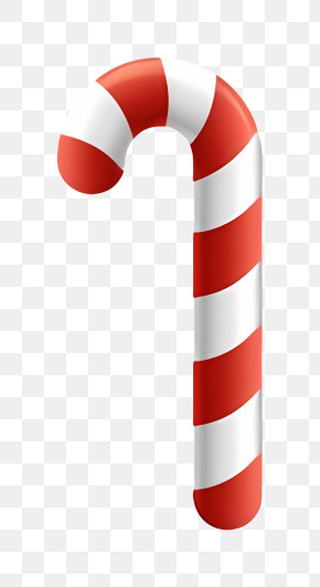 Bean - Red And White Striped Candy Cane For Christmas PNG
