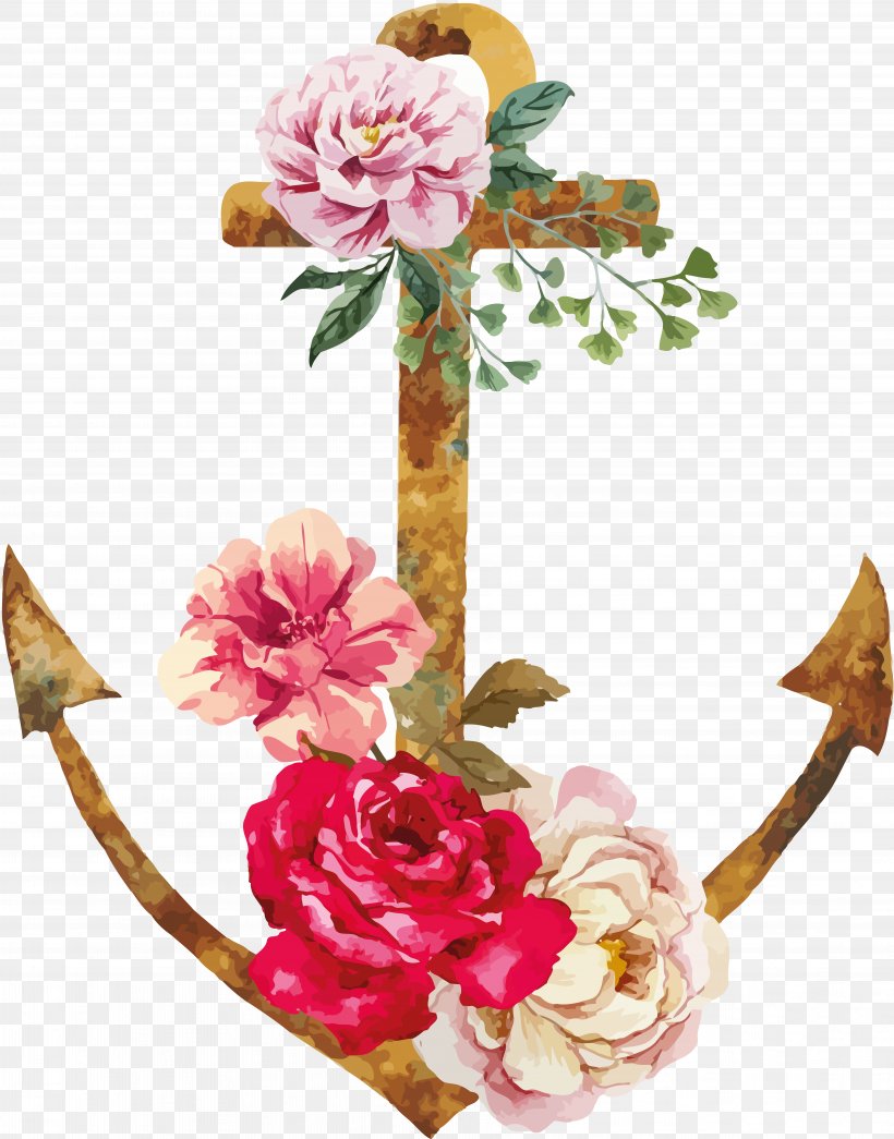Flower Anchor Clip Art, PNG, 7459x9509px, Flower, Anchor, Art, Artificial Flower, Blossom Download Free