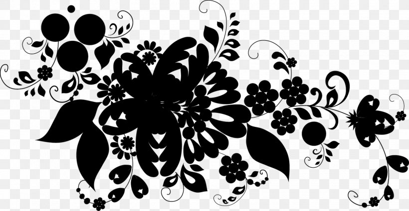 Graphic Design Flower Pattern Desktop Wallpaper, PNG, 1600x828px, Flower, Black M, Blackandwhite, Botany, Computer Download Free