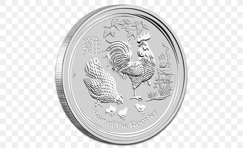 Perth Mint Silver Coin Lunar, PNG, 500x500px, Perth Mint, Australia, Australian Silver Kangaroo, Bird, Black And White Download Free