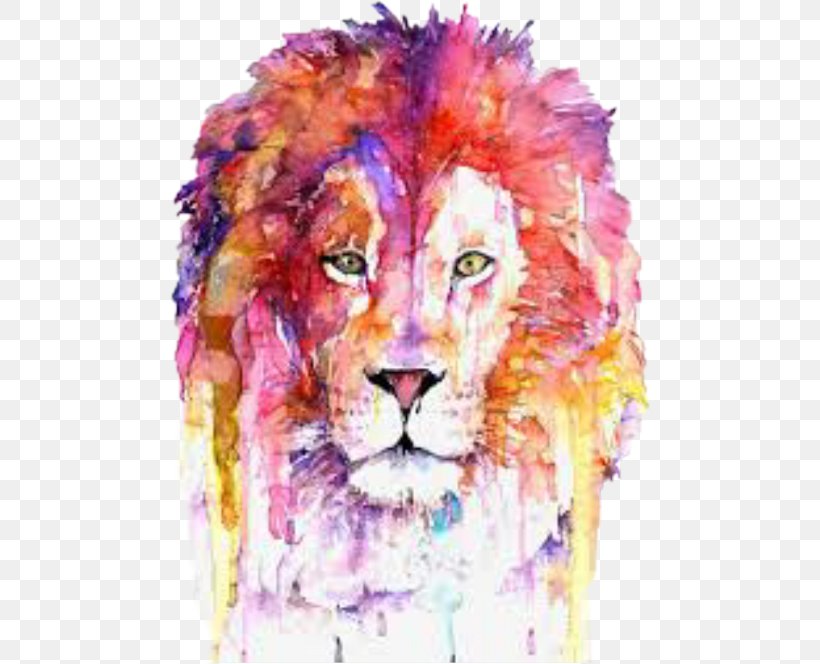 watercolor lion head