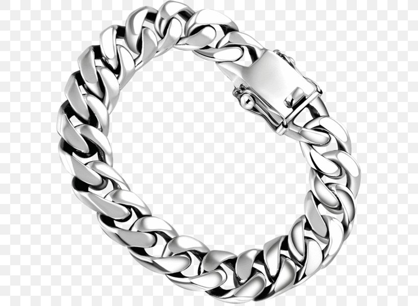 Chain Bracelet Silver Ring Jewellery, PNG, 600x600px, Chain, Bangle, Bijou, Black And White, Body Jewellery Download Free