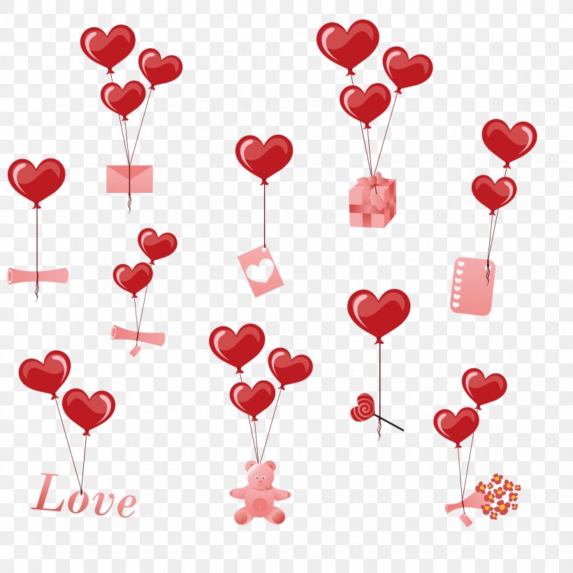 Heart-shaped Balloons Vector Graphics Valentine's Day, PNG, 1708x1708px, Balloon, Flower, Gift, Heart, Heartshaped Balloons Download Free