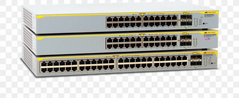 Allied Telesis Network Switch Computer Network Stackable Switch Gigabit Ethernet, PNG, 1200x493px, Allied Telesis, Computer Network, Computer Software, Electronic Component, Electronic Device Download Free