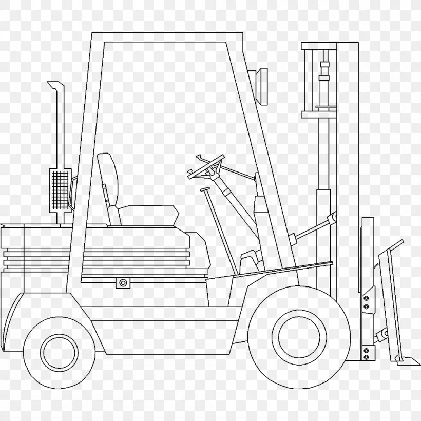 Forklift Drawing Computer-aided Design Building Information Modeling Diagram, PNG, 1000x1000px, Forklift, Artwork, Autocad, Automotive Design, Black And White Download Free