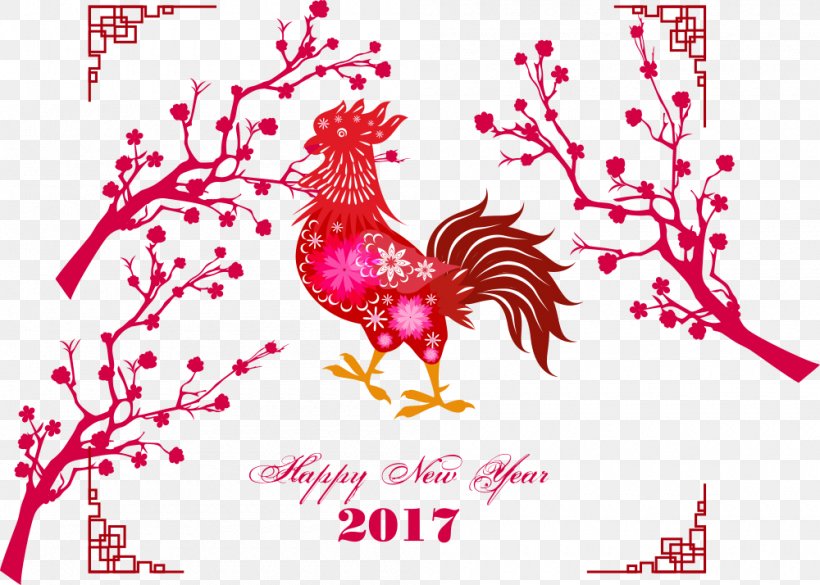 Chinese New Year Rooster Happiness Dog New Years Day, PNG, 1000x714px, Watercolor, Cartoon, Flower, Frame, Heart Download Free