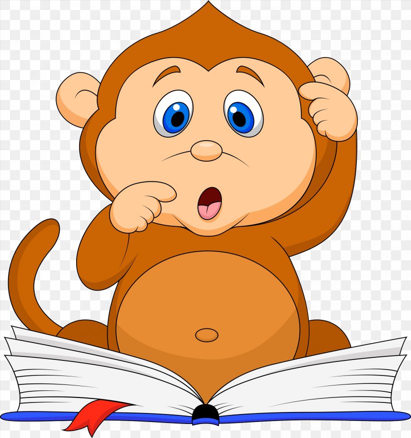 Monkey Reading Stock Photography Clip Art, PNG, 1813x1935px, Ape, Area, Book Illustration, Cartoon, Clip Art Download Free