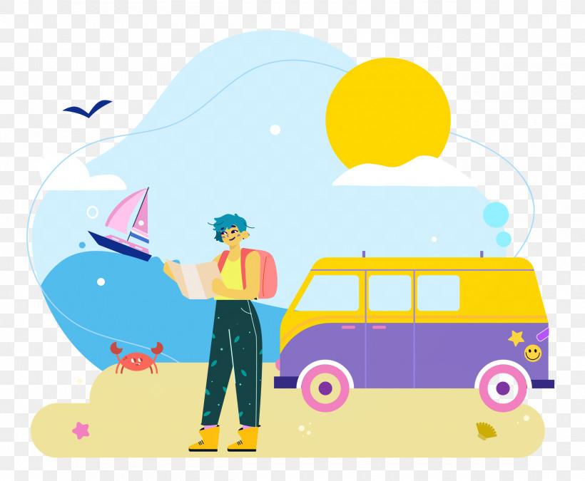 Seashore Day Vacation Travel, PNG, 2500x2059px, Vacation, Cartoon, Drawing, Happiness, Painting Download Free