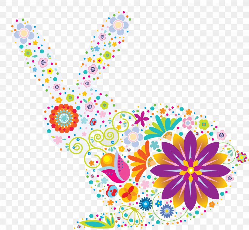 Rabbit Hare Graphic Design, PNG, 5712x5287px, Rabbit, Art, Butterfly, Flora, Flower Download Free