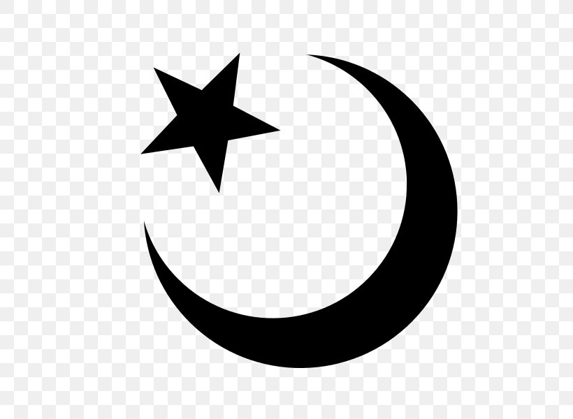 Star And Crescent Star Polygons In Art And Culture Symbols Of Islam T-shirt, PNG, 600x600px, Star And Crescent, Artwork, Black And White, Crescent, Fivepointed Star Download Free