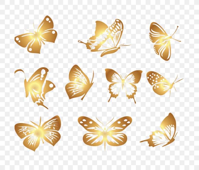 Butterfly Euclidean Vector Clip Art, PNG, 700x700px, Butterfly, Gold, Insect, Invertebrate, Moths And Butterflies Download Free