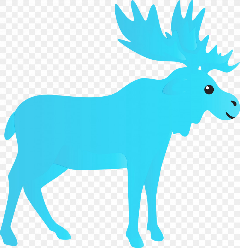 Reindeer, PNG, 2903x3000px, Watercolor Reindeer, Animal Figure, Line Art, Moose, Paint Download Free