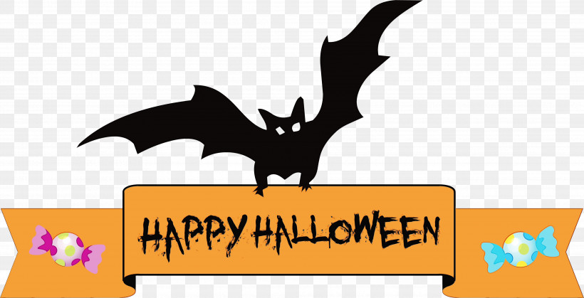 Logo Cartoon Character Meter Bat-m, PNG, 3935x2014px, Happy Halloween Banner, Batm, Biology, Cartoon, Character Download Free