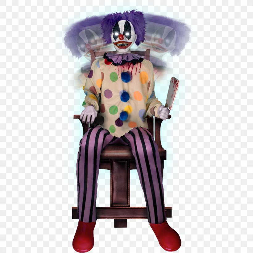 Evil Clown Laughter Spirit Halloween Thrashing, PNG, 1000x1000px, Clown, Chair, Costume, Evil Clown, Figurine Download Free