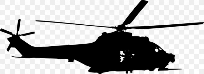 Helicopter Rotor Military Helicopter Silhouette, PNG, 850x312px, Helicopter Rotor, Air Force, Aircraft, Black And White, Drawing Download Free