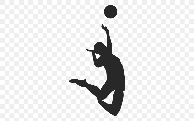 Volleyball Player Sports Silhouette, PNG, 512x512px, Volleyball, Ball, Black, Happy, Logo Download Free