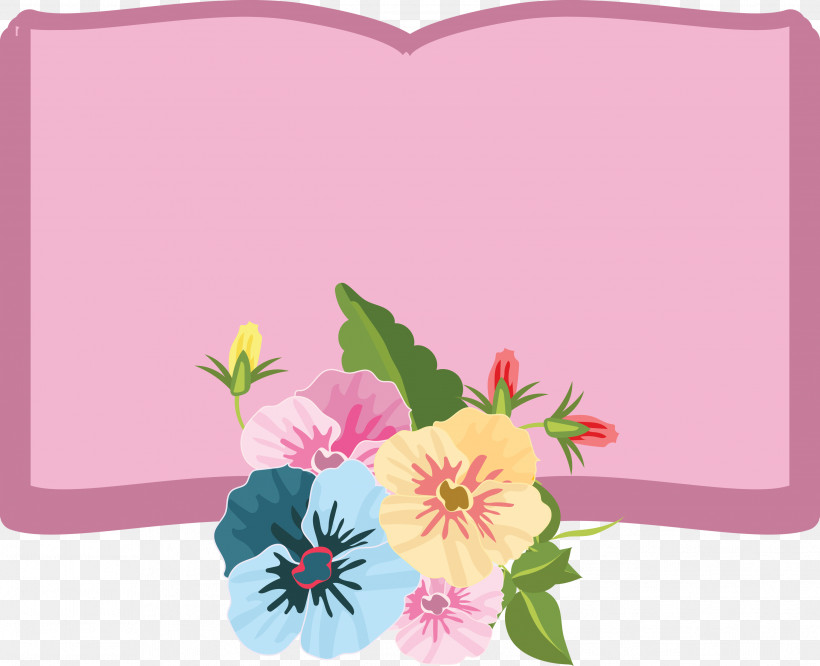Flower Book Frame Flower Frame Book Frame, PNG, 2999x2438px, Flower Frame, Book Frame, Color, Flower, Pansy Download Free