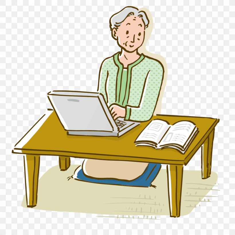 Laptop Illustration, PNG, 1000x1000px, Laptop, Chair, Communication, Computer, Desk Download Free