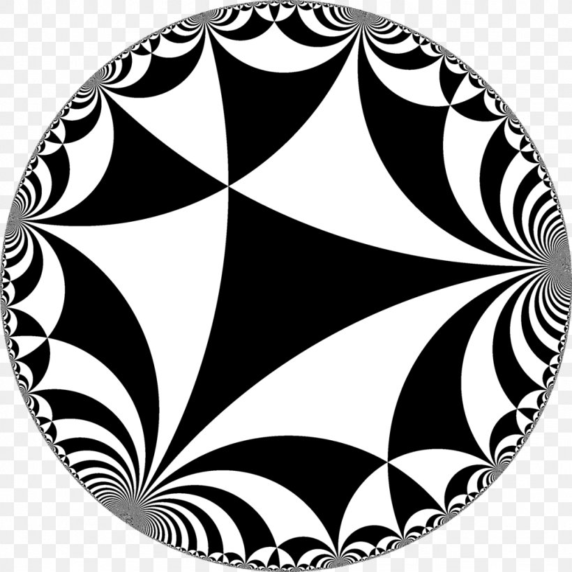 Triangle Hyperbolic Geometry Tessellation Sphere Riemannian Manifold, PNG, 1024x1024px, Triangle, Bernhard Riemann, Black, Black And White, Hyperbolic Geometry Download Free