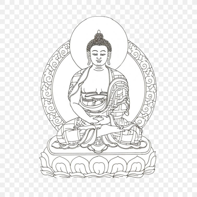 Buddhahood Buddharupa Buddhism Mandala Illustration, PNG, 1200x1200px, Buddhahood, Black And White, Buddha, Buddharupa, Buddhism Download Free