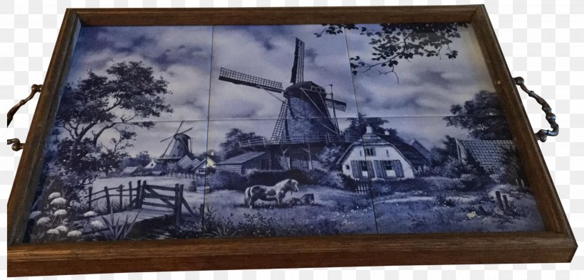 Delftware Painting Pony Windmill, PNG, 2483x1196px, Delft, Artwork, Commemorative Plaque, Delftware, Dutch Download Free