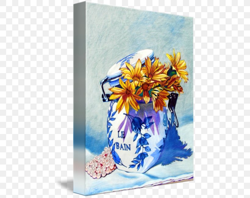 Floral Design Cut Flowers Vase Gallery Wrap, PNG, 460x650px, Floral Design, Art, Canvas, Cobalt, Cobalt Blue Download Free