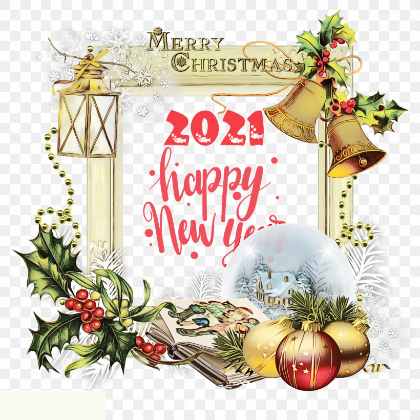 Picture Frame, PNG, 3000x3000px, 2021 Happy New Year, 2021 New Year, Cartoon, Christmas Day, Drawing Download Free