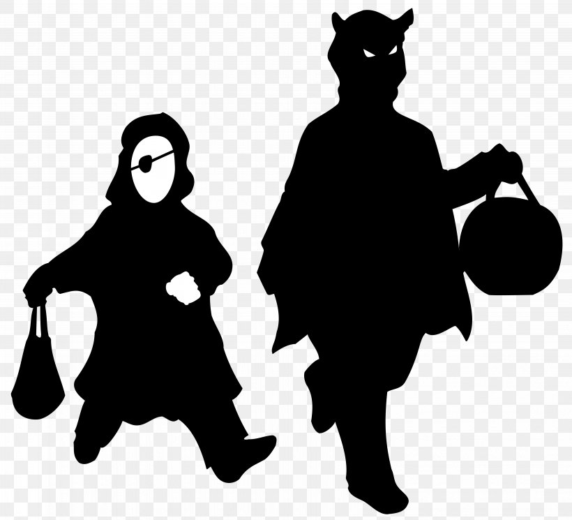 Halloween Trick-or-treating Shadow Clip Art, PNG, 6534x5943px, Halloween, Black, Black And White, Fictional Character, Ghost Download Free