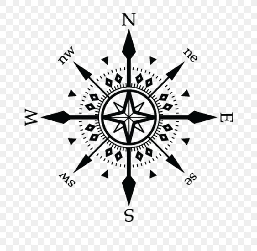 Wall Decal Vector Graphics Tattoo Compass Rose, PNG, 800x800px, Wall Decal, Black, Black And White, Brand, Company Download Free