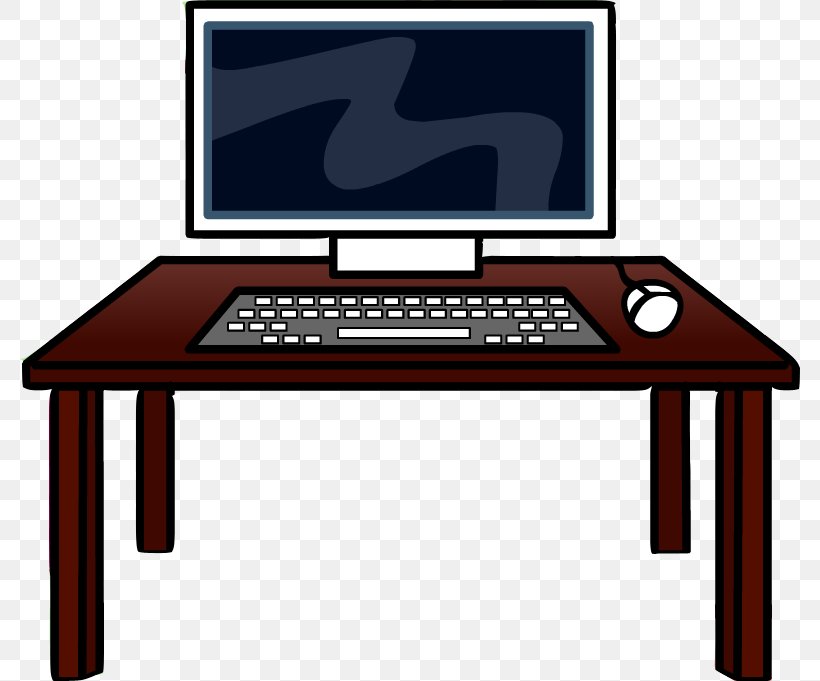 Computer Desk Furniture Office, PNG, 780x681px, Computer Desk, Club Penguin Entertainment Inc, Computer, Computer Monitor Accessory, Computer Monitors Download Free