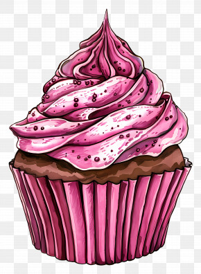 Cupcake - Pink Cupcake With Frosting PNG