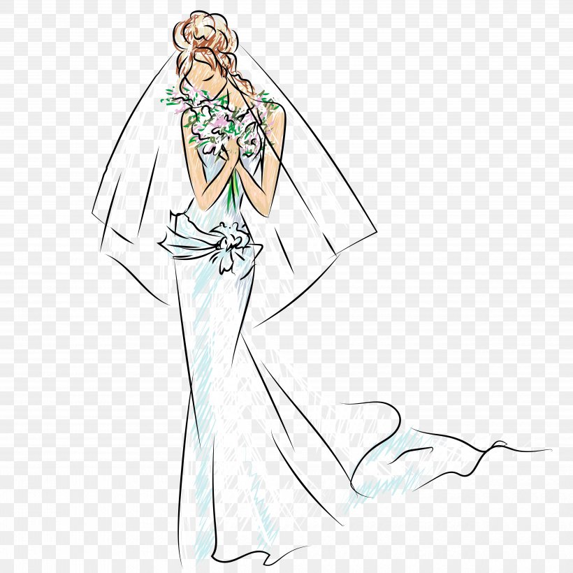 Bride Wedding Sequence Container Clip Art, PNG, 5000x5000px, Watercolor, Cartoon, Flower, Frame, Heart Download Free