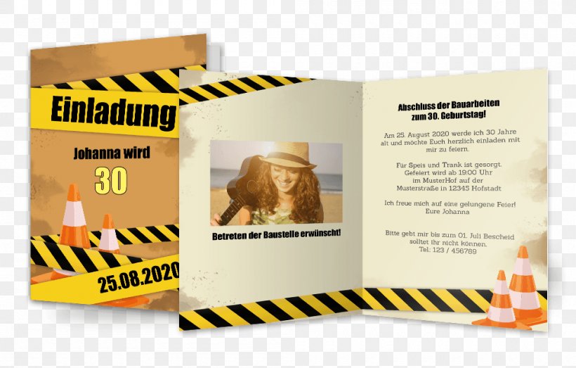 Baustelle Birthday Text Flyer Brochure, PNG, 1000x638px, Baustelle, Advertising, Birthday, Brand, Brochure Download Free