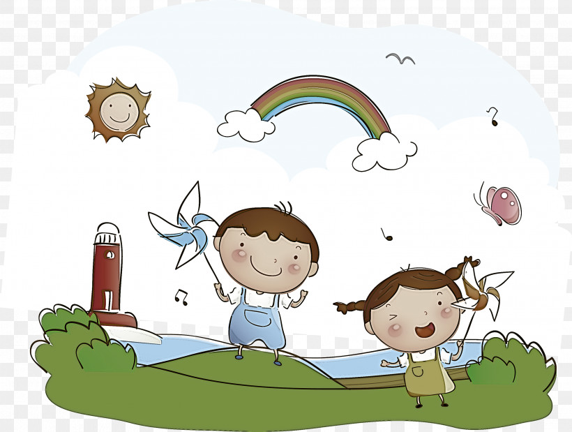 Cartoon Child Happy Plant Sharing, PNG, 2916x2203px, Cartoon, Child, Happy, Parachute, Plant Download Free