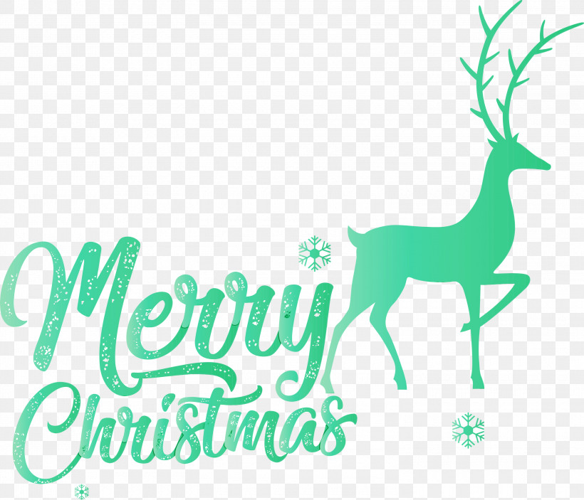 Reindeer, PNG, 3000x2572px, Merry Christmas, Antler, Deer, Green, Logo Download Free
