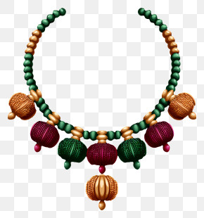 Beaded Rukhwat - Colorful Beaded Necklace Design PNG