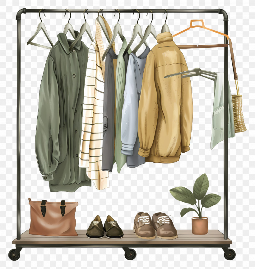 Clothes Rack - Clothing Rack With Fashion Accessories PNG