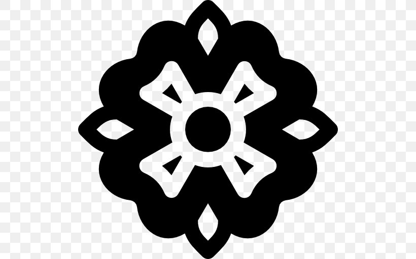 Black And White Symmetry Flower, PNG, 512x512px, Symbol, Black And ...