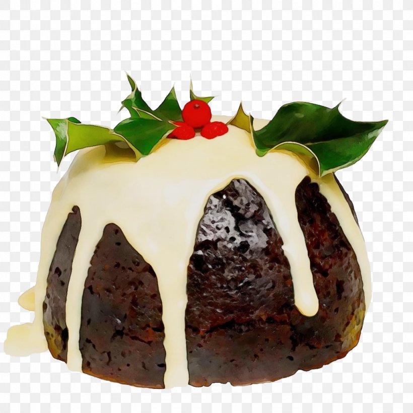 Christmas Pudding, PNG, 1024x1024px, Watercolor, Baked Goods, Black