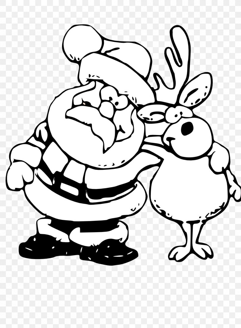 Rudolph Santa Claus Reindeer Christmas Clip Art, PNG, 999x1356px, Rudolph, Area, Art, Artwork, Black And White Download Free