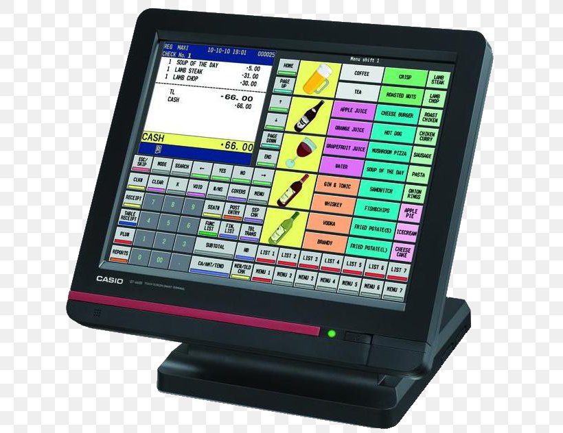 Cash Register Point Of Sale Touchscreen Casio Sales, PNG, 641x632px, Cash Register, Business, Casio, Communication, Display Device Download Free