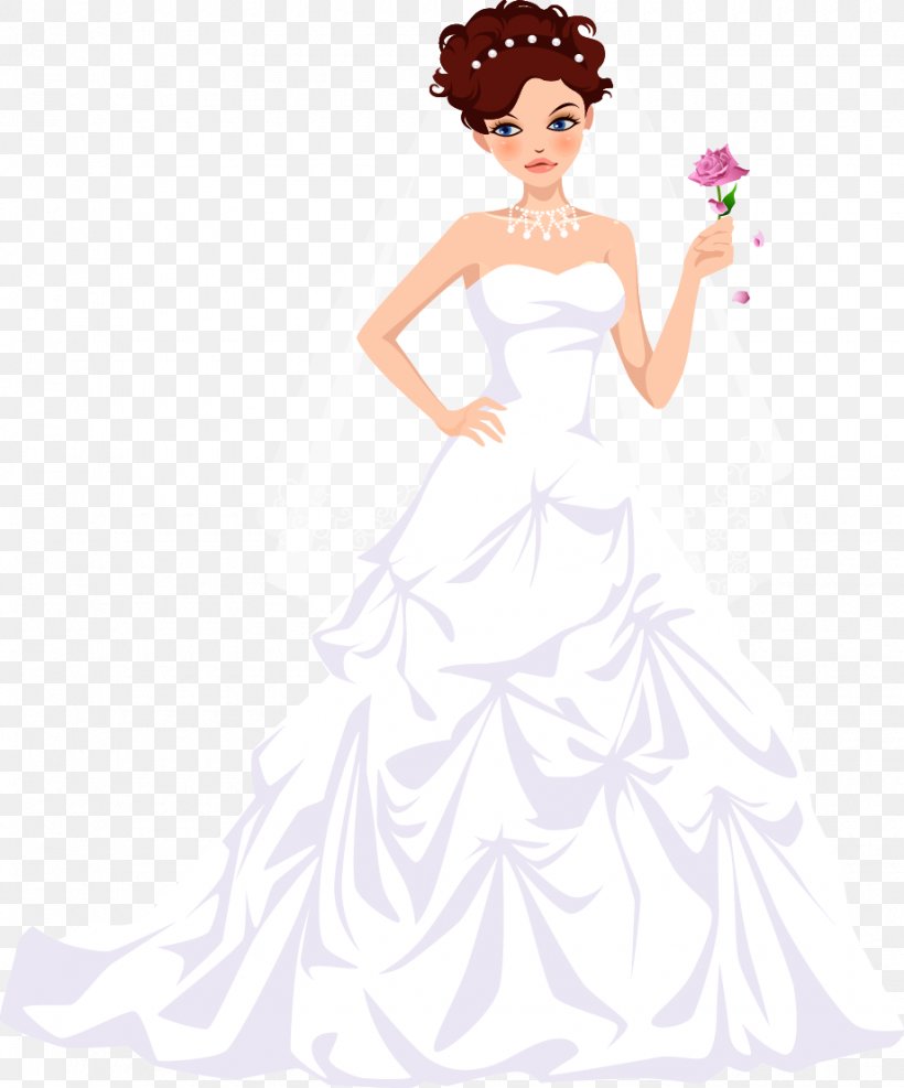 Bride Wedding Dress Vecteur, PNG, 920x1108px, Watercolor, Cartoon, Flower, Frame, Heart Download Free