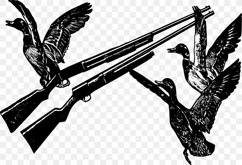 Duck Shotgun Clip Art, PNG, 2400x1634px, Duck, Bird, Black And White, Gun, Hunting Download Free